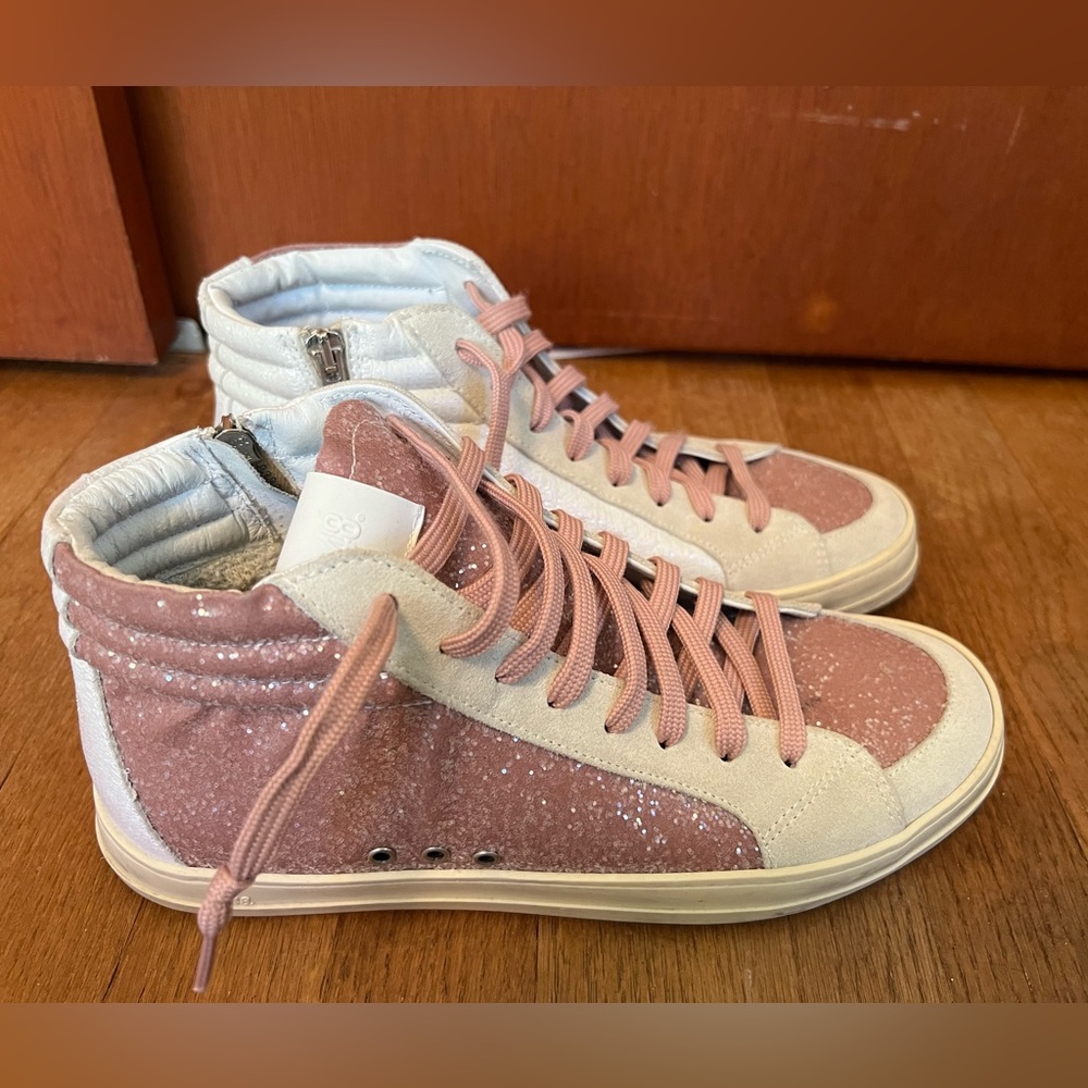 P448 Eva Pink Sparkle High Top Skate Sneakers New Sz 40